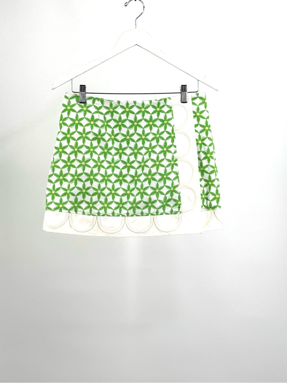 Lilly Pulitzer Cotton Pique Floral Grass Green Yellow Star Fruit Skort Size 4